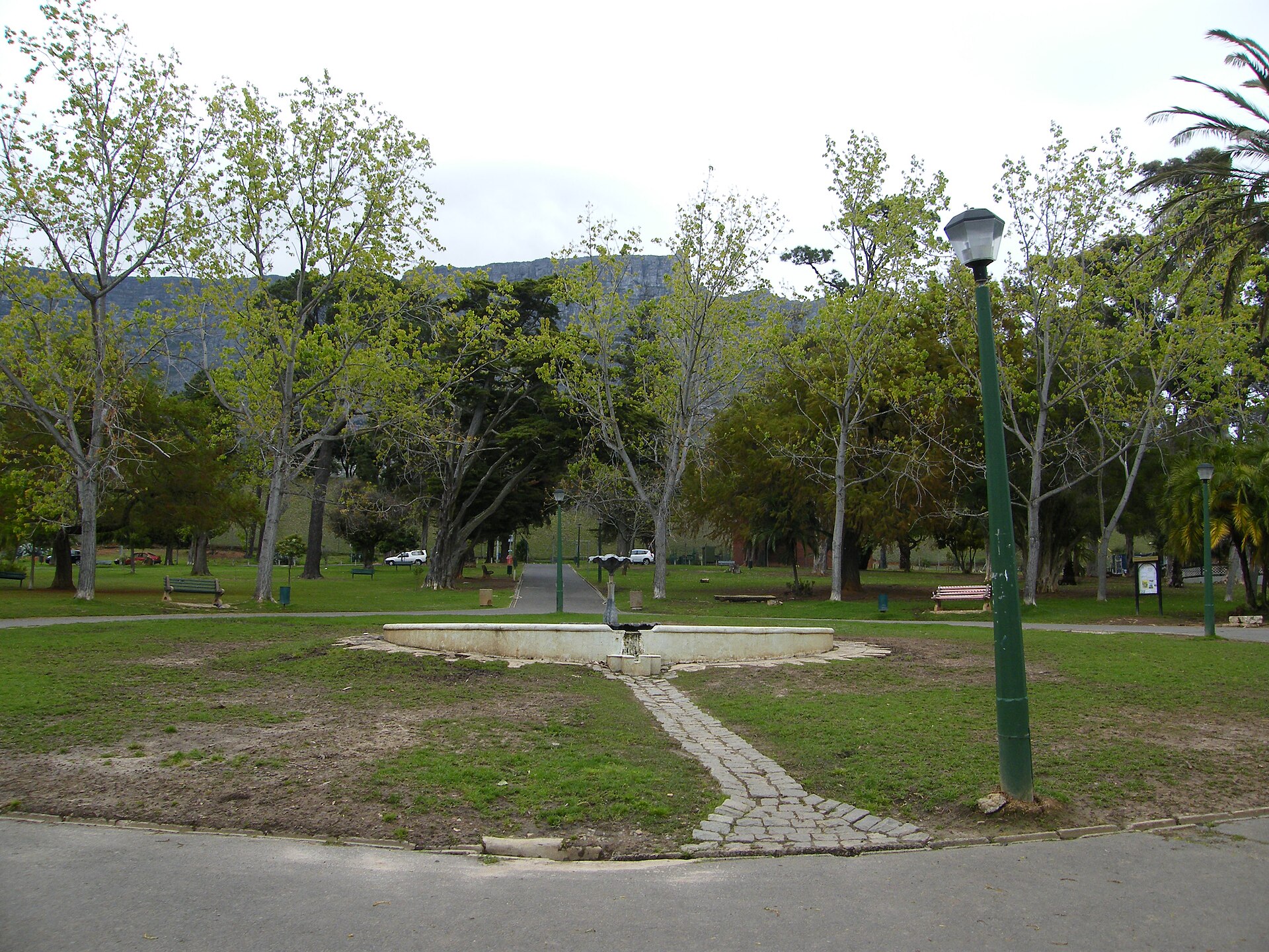 Lawns and trees in De Waal Park, Cape Town