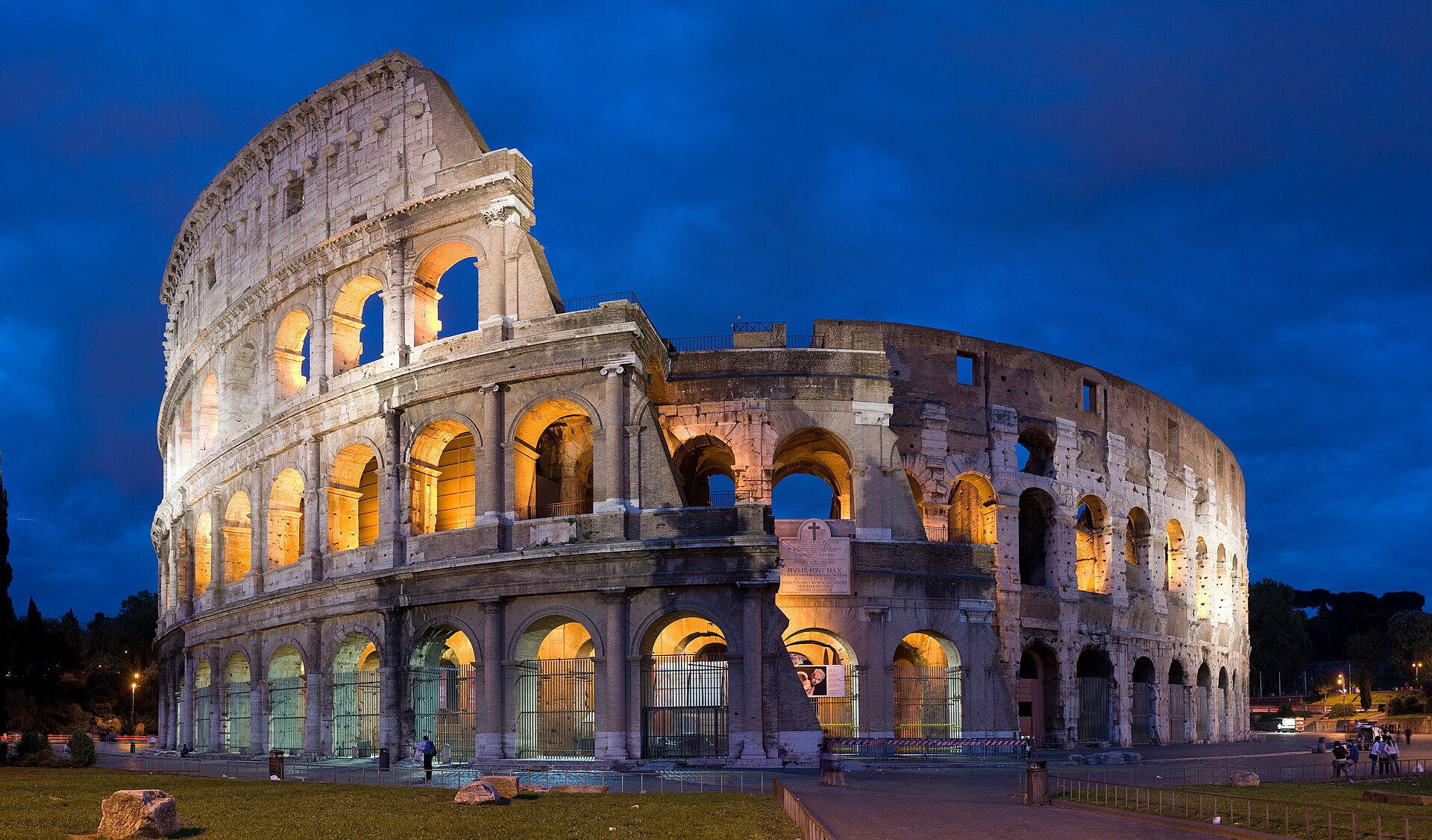 The Colosseum in Rome, the ancient amphitheater in the city center