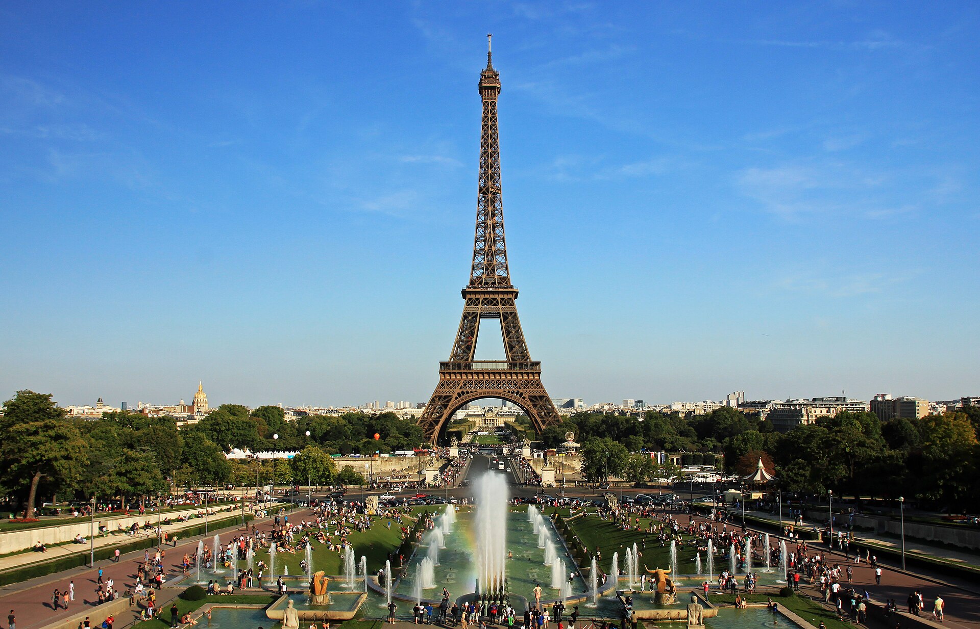 The Eiffel Tower seen from the Trocadéro in Paris