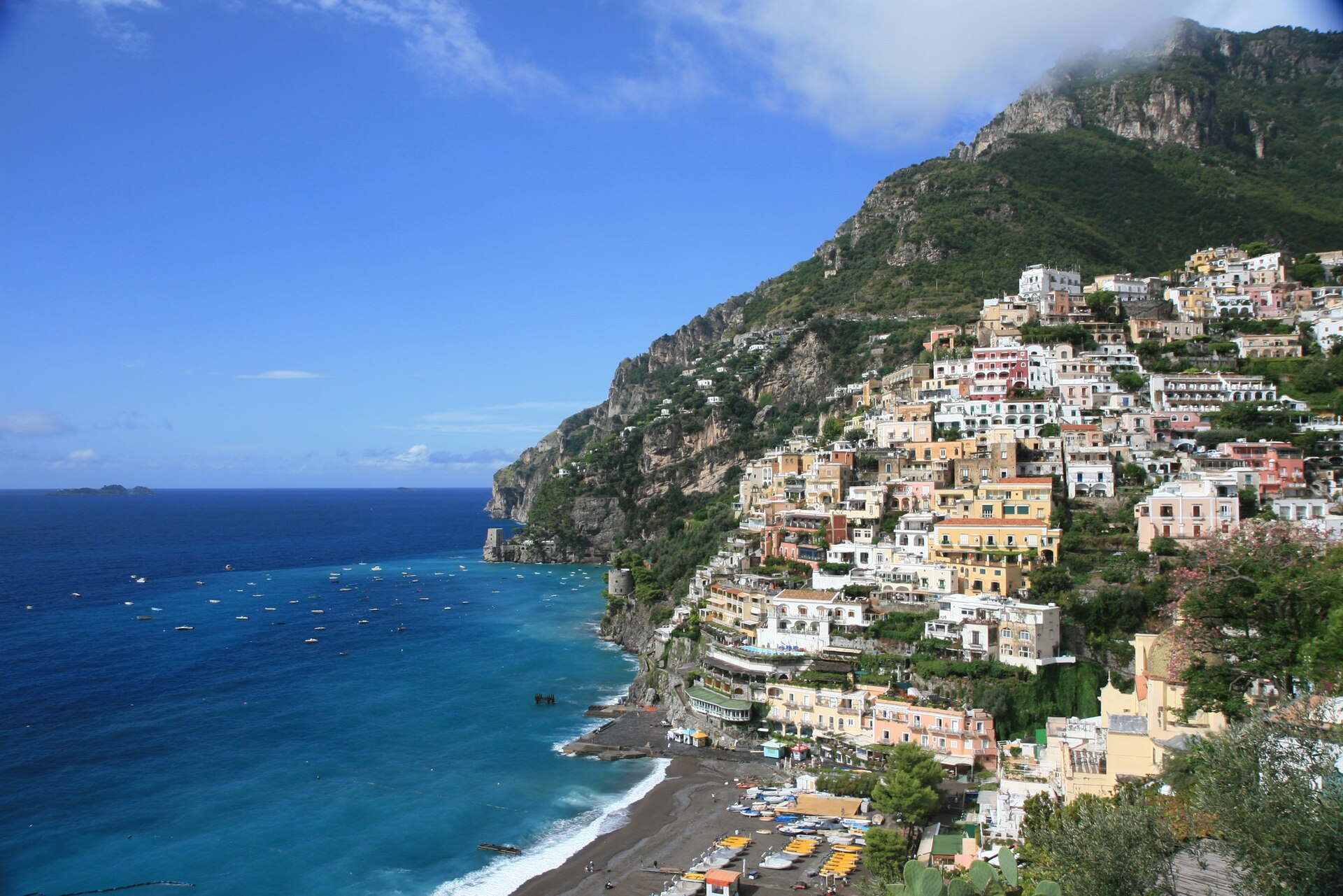 Positano stacked above the sea on the Amalfi Coast