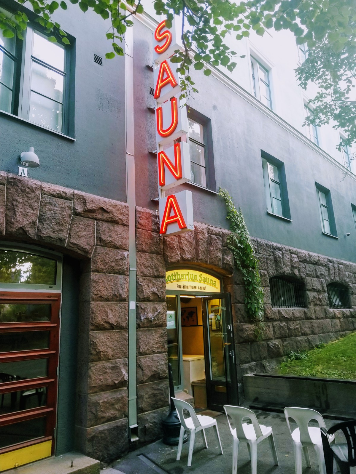 The traditional wood sauna at Kotiharju in Helsinki