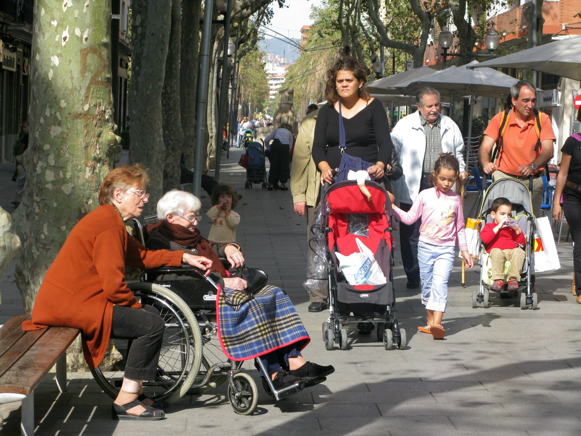 Rambla del Poblenou in Barcelona, a neighborhood promenade near the old mills