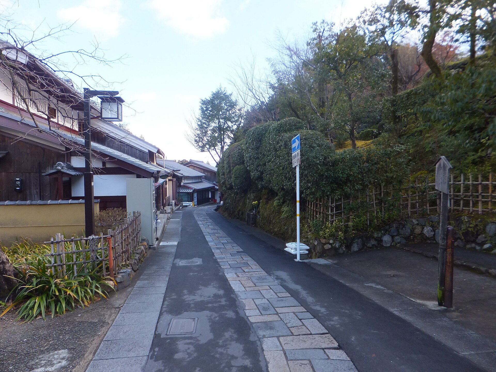 Preserved wooden townhouses along Saga-Toriimoto in western Kyoto